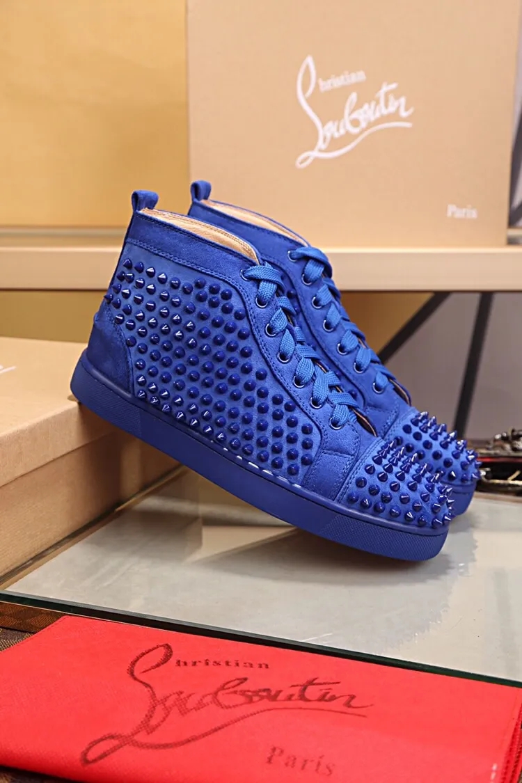 Ex-factory price 480. christian louboutin (CL red sole shoes) counter nail series, high-top casual sneakers for couples 📢 📢 📢 Exclusive hot style release 🎈🎈💪 Movable latex feet 👻 Finished outsole stitching line [satisfied] 😝Female 35-40# Male 38#-46, global supply😝 [Top version]: original imported cowhide upper, top original leather lining, original molded TPU outsole, original 1:1 detail processing, original shoe last, large quantity available from stock,